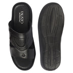 shop fausto men black open toe broad feet slipper with memory cushion|comfortable gents slipper|sandals for kurta online.