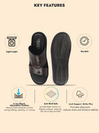 fausto men brown open toe broad feet slipper with memory cushion|comfortable gents slipper|sandals for kurta