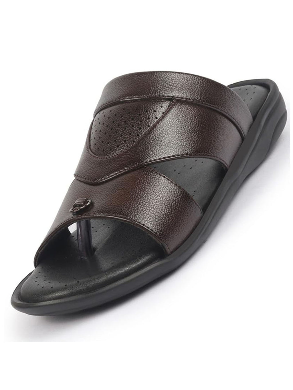 fausto men brown open toe broad feet slipper with memory cushion|comfortable gents slipper|sandals for kurta