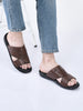 FAUSTO Men Tan Open Toe Broad Feet Slipper With Memory Cushion|Comfortable Gents Slipper|Sandals For Kurta