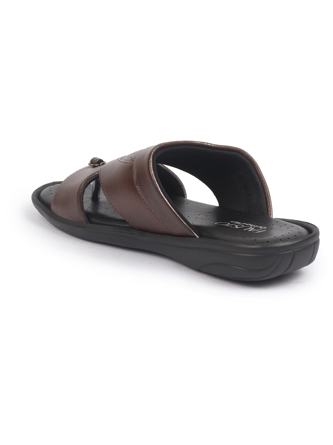fausto men tan open toe broad feet slipper with memory cushion|comfortable gents slipper|sandals for kurta
