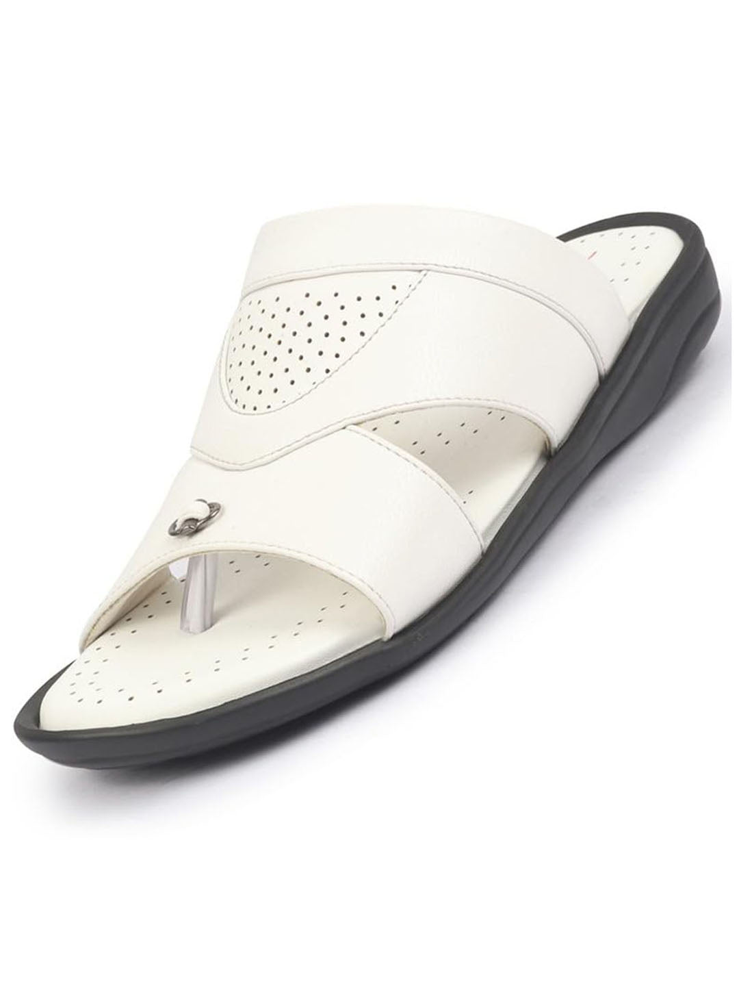 fausto men white open toe broad feet slipper with memory cushion|comfortable gents slipper|sandals for kurta