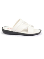 fausto men white open toe broad feet slipper with memory cushion|comfortable gents slipper|sandals for kurta