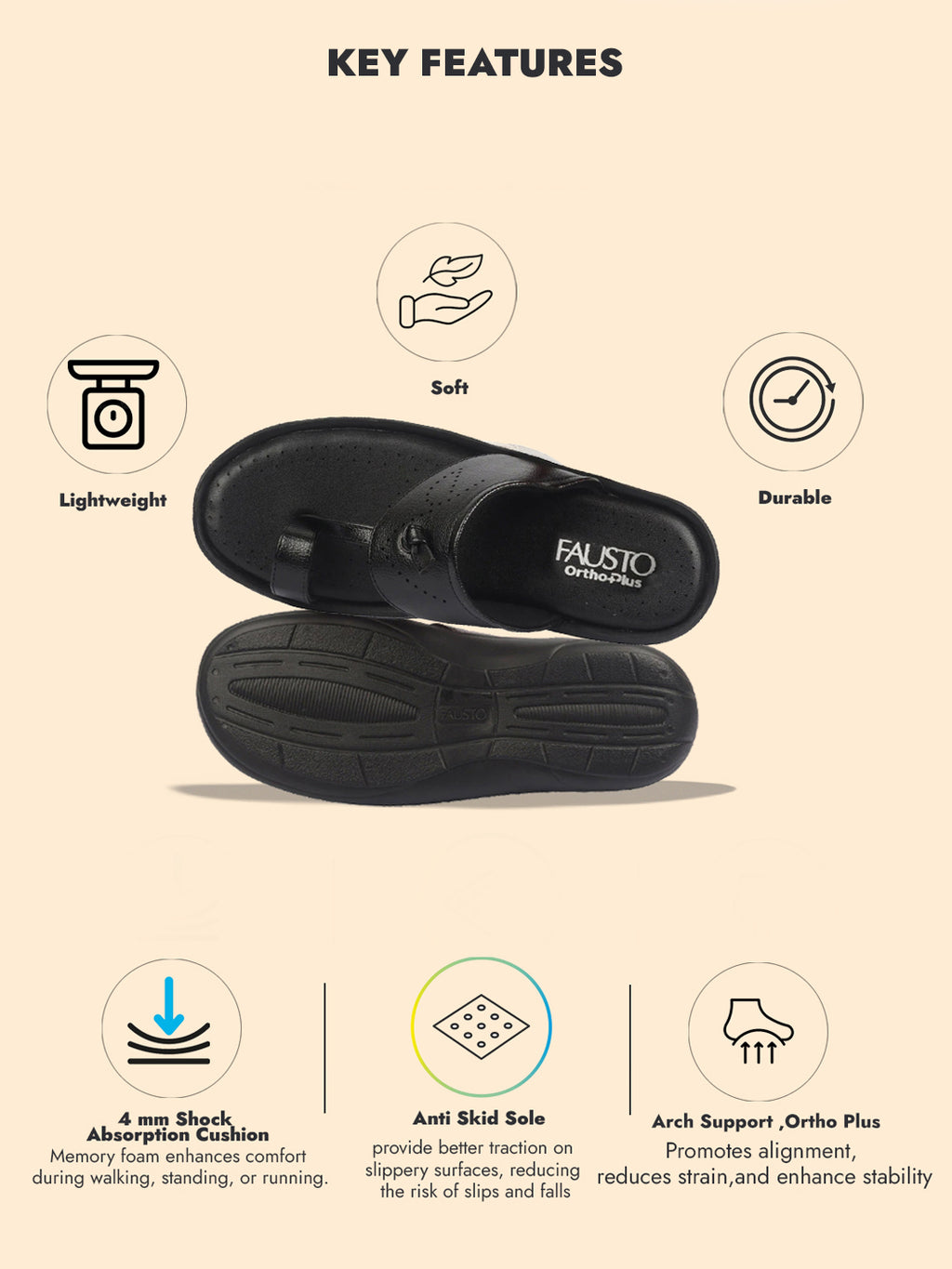 fausto men black toe ring kohlapuri slipper with cushioned footbed|multi strap slipper for evening