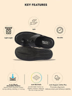 fausto men black toe ring kohlapuri slipper with cushioned footbed|multi strap slipper for evening