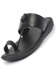 FAUSTO Men Black Toe Ring Kohlapuri Slipper With Cushioned Footbed|Multi Strap Slipper For Evening
