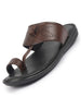 FAUSTO Men Tan Toe Ring Kohlapuri Slipper With Cushioned Footbed|Multi Strap Slipper For Evening