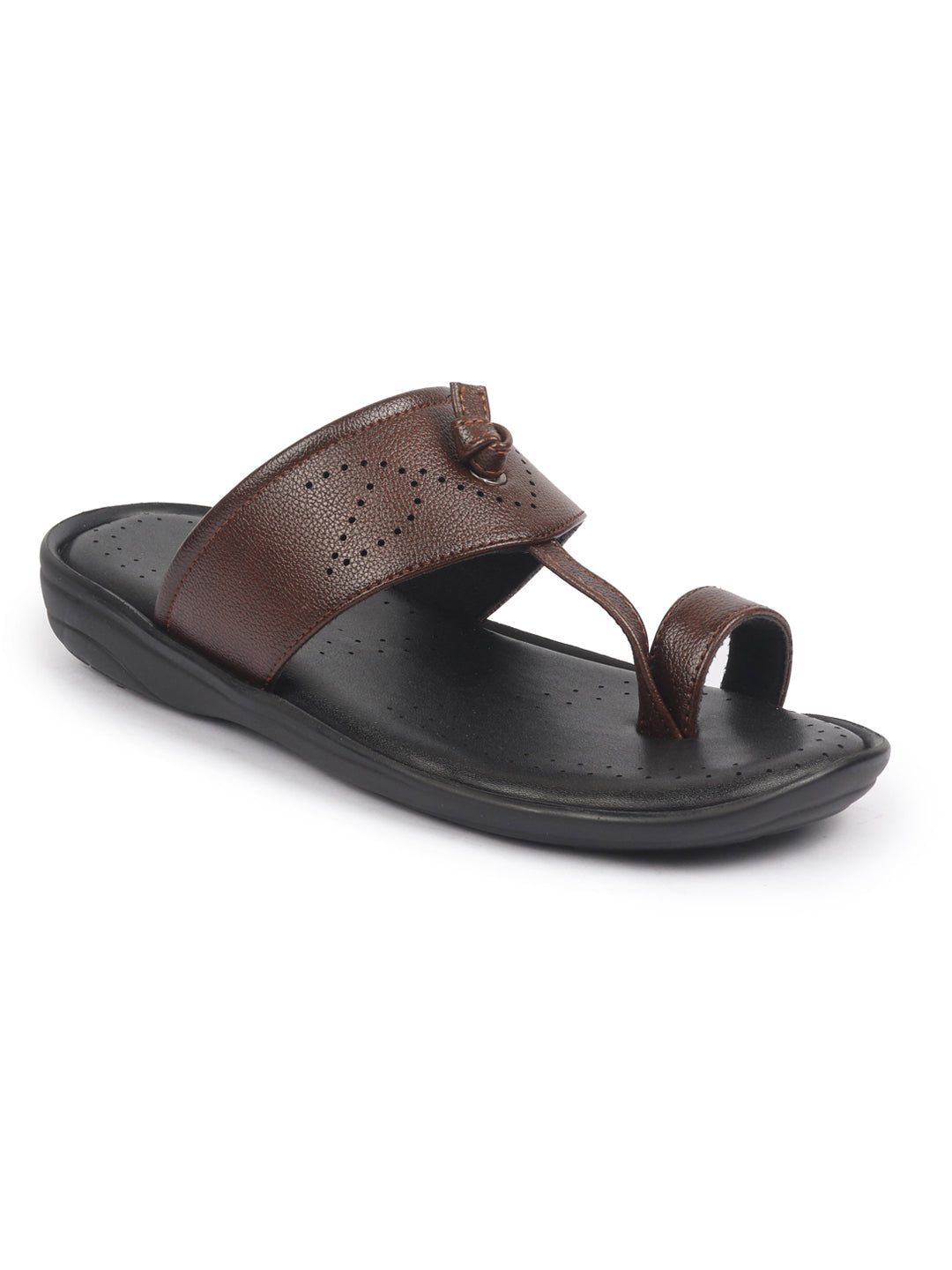 shop fausto men tan toe ring kohlapuri slipper with cushioned footbed|multi strap slipper for evening online.