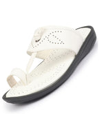 fausto men white toe ring kohlapuri slipper with cushioned footbed|multi strap slipper for evening