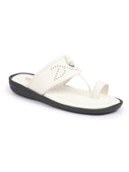 Shop FAUSTO Men White Toe Ring Kohlapuri Slipper With Cushioned Footbed|Multi Strap Slipper For Evening Online.