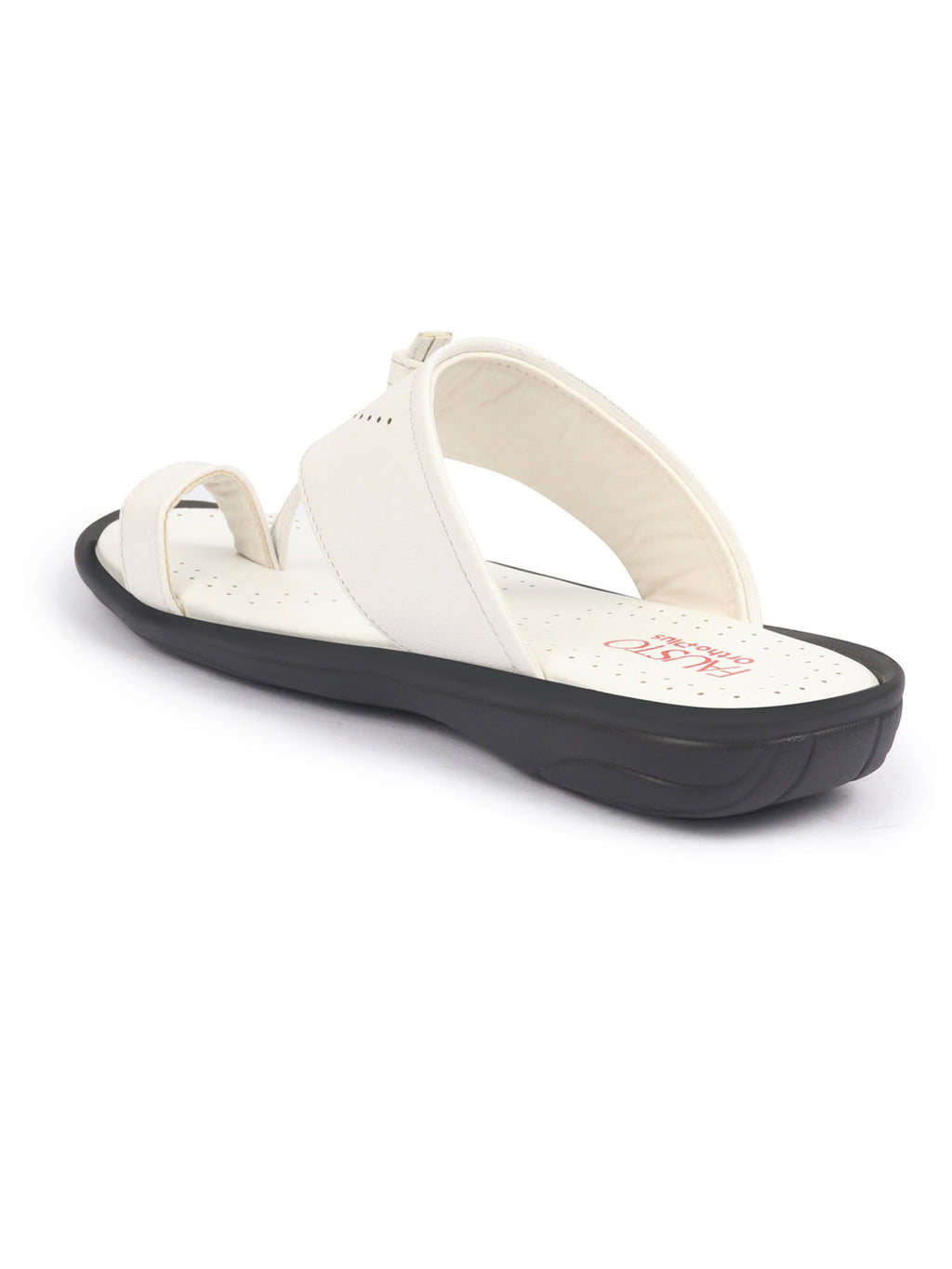 Shop FAUSTO Men White Toe Ring Kohlapuri Slipper With Cushioned Footbed|Multi Strap Slipper For Evening Online.