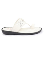 Shop FAUSTO Men White Toe Ring Kohlapuri Slipper With Cushioned Footbed|Multi Strap Slipper For Evening Online.