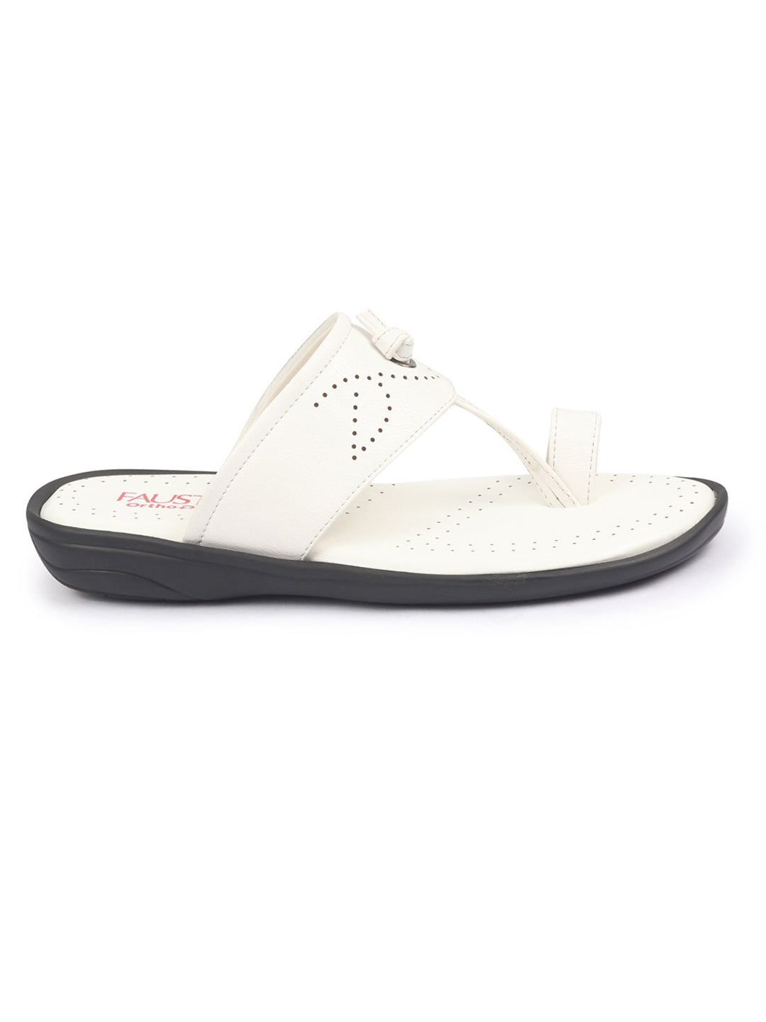 Shop FAUSTO Men White Toe Ring Kohlapuri Slipper With Cushioned Footbed|Multi Strap Slipper For Evening Online.