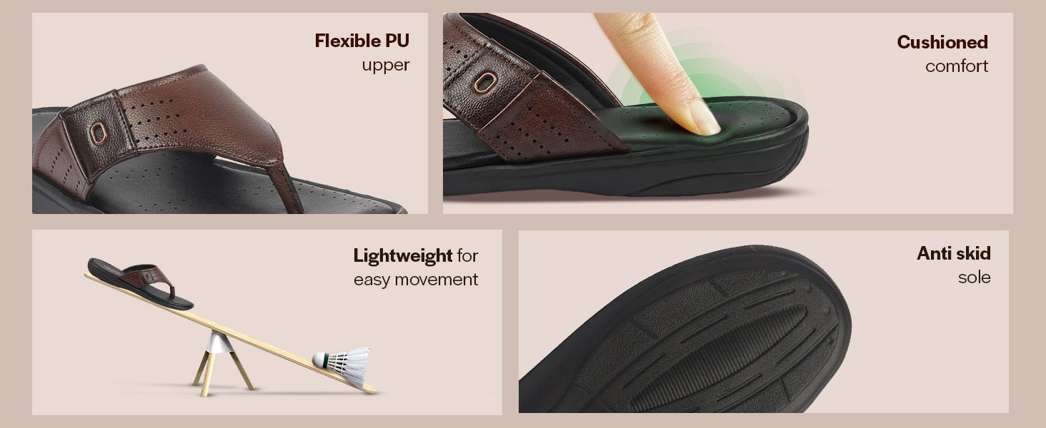 Men Black T-Strap Flip-Flop Slippers With Memory Cushion|Outdoor Slipper For Men
