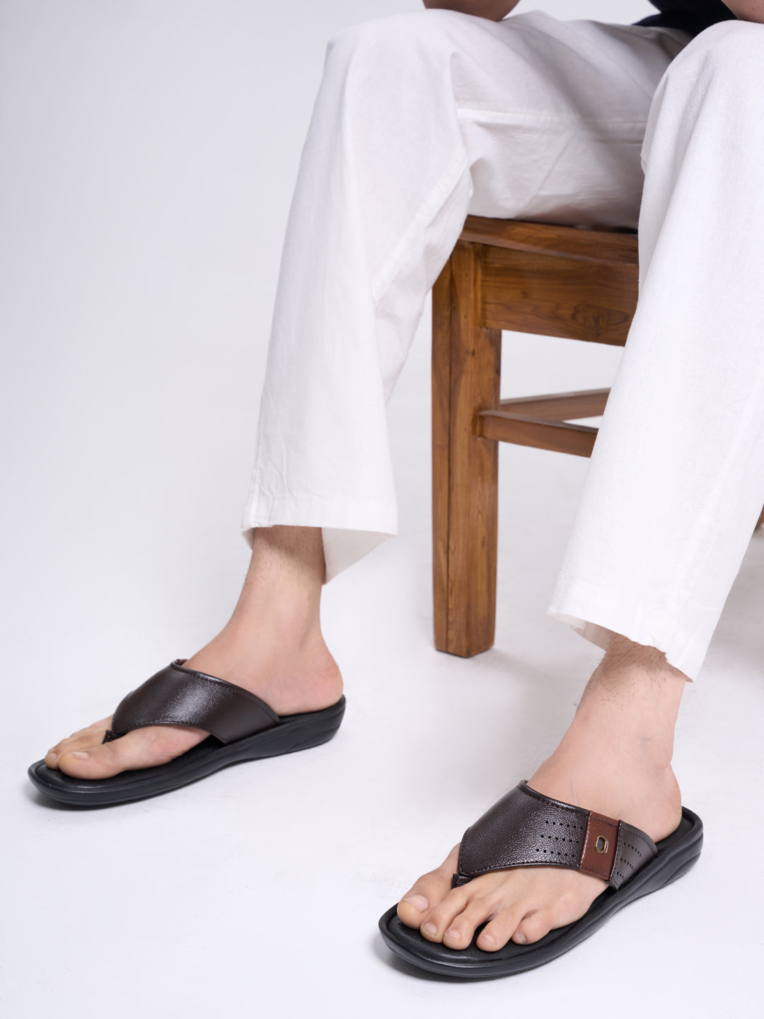 Shop Men's Black Open Toe Flip-Flop Slippers Online