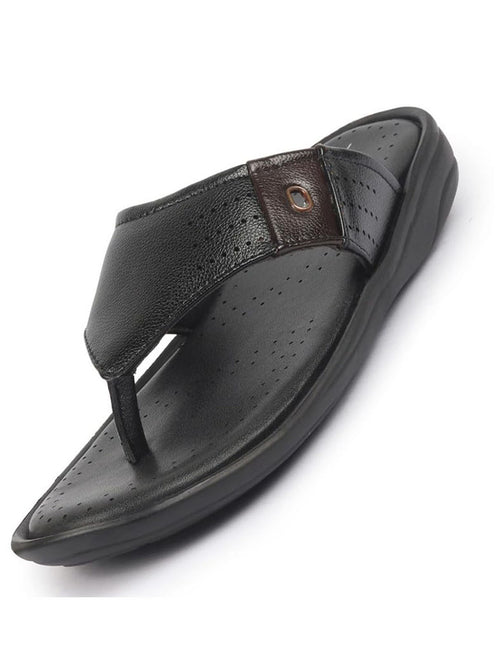 men black t-strap flip-flop slippers with memory cushion|outdoor slipper for men