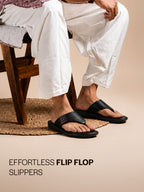 men black t-strap flip-flop slippers with memory cushion|outdoor slipper for men