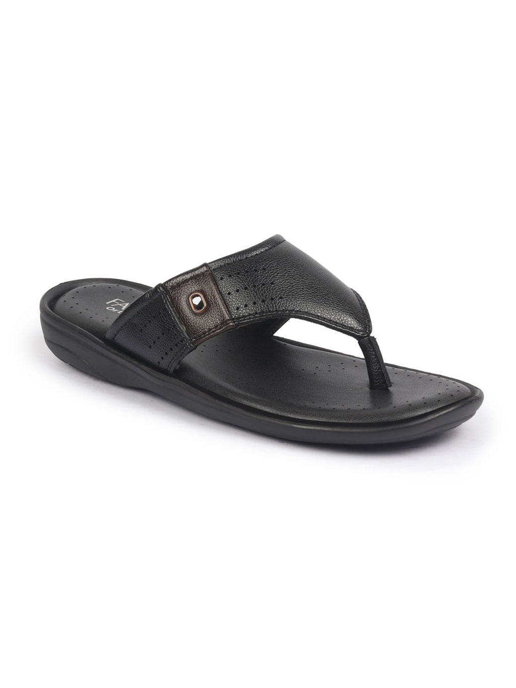 Shop FAUSTO Men Black Open Toe Flip-Flop Slippers With Memory Cushion|Outdoor Slipper For Men Online.