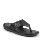 Shop FAUSTO Men Black Open Toe Flip-Flop Slippers With Memory Cushion|Outdoor Slipper For Men Online.