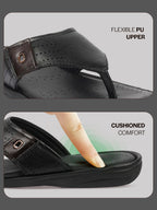 men black t-strap flip-flop slippers with memory cushion|outdoor slipper for men