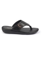 Shop FAUSTO Men Black Open Toe Flip-Flop Slippers With Memory Cushion|Outdoor Slipper For Men Online.