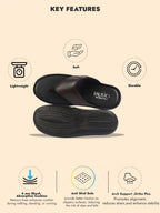 fausto men brown open toe flip-flop slippers with memory cushion|outdoor slipper for men