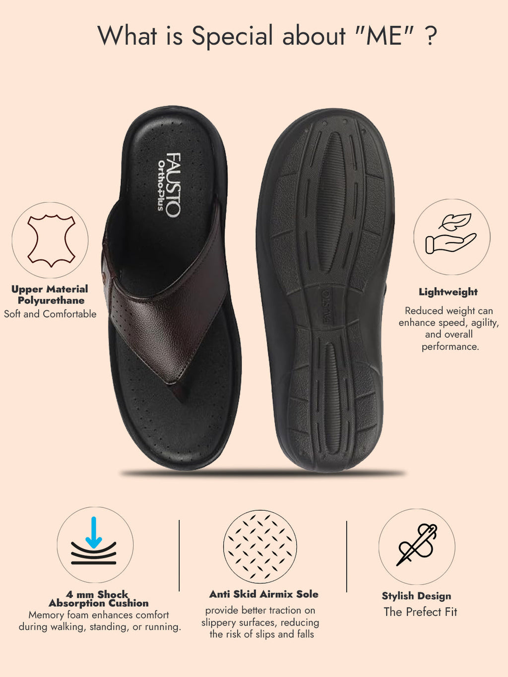 fausto men brown open toe flip-flop slippers with memory cushion|outdoor slipper for men