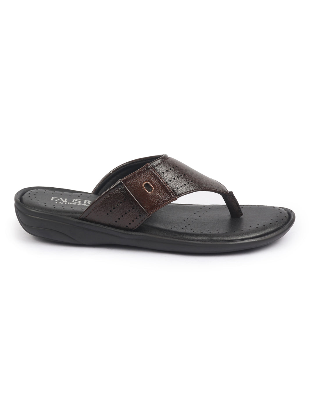 fausto men brown open toe flip-flop slippers with memory cushion|outdoor slipper for men