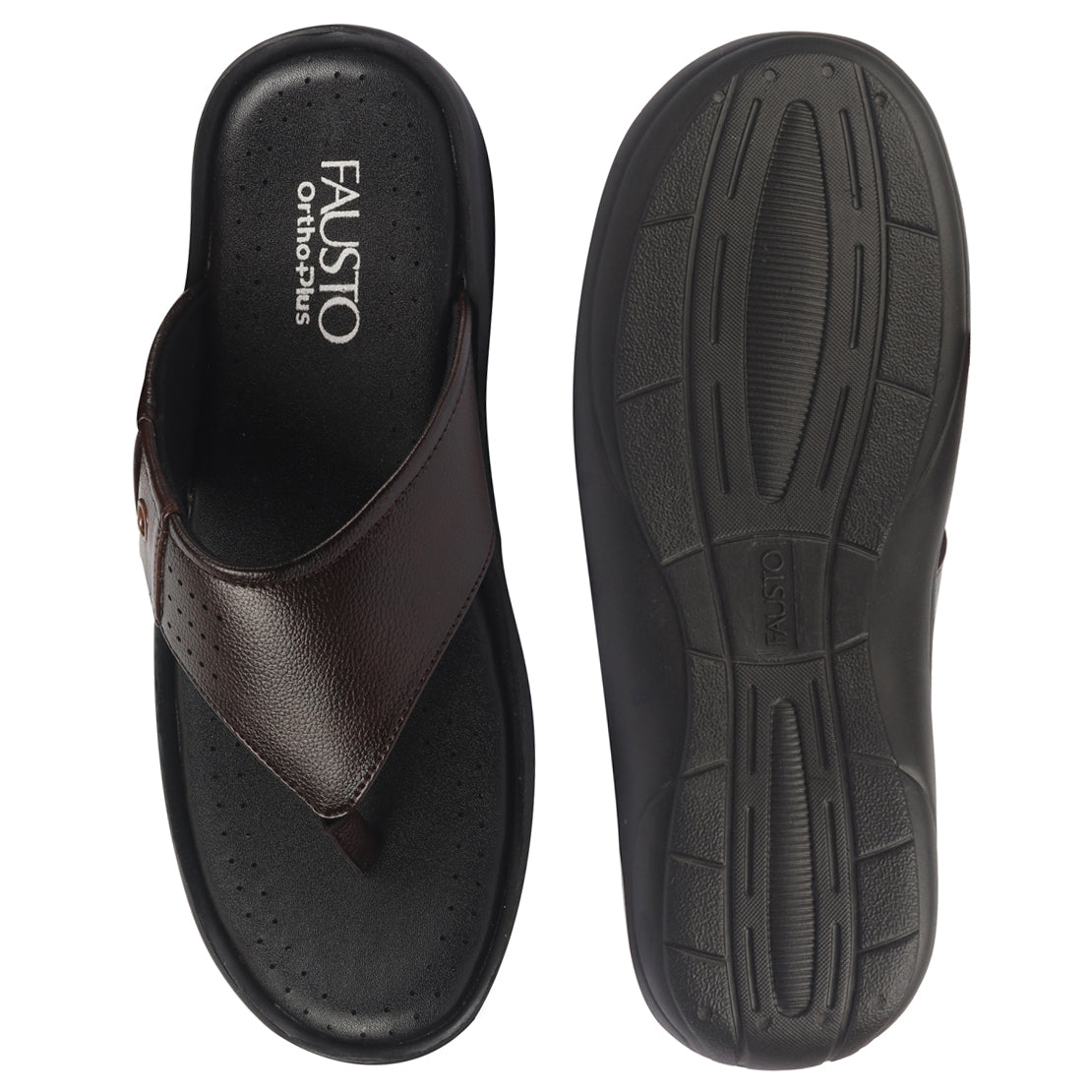 fausto men brown open toe flip-flop slippers with memory cushion|outdoor slipper for men