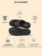FAUSTO Men Tan Open Toe Flip-Flop Slippers With Memory Cushion|Outdoor Slipper For Men