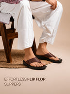 shop fausto men tan open toe flip-flop slippers with memory cushion|outdoor slipper for men online.