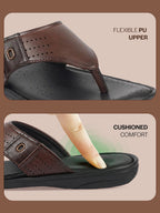 shop fausto men tan open toe flip-flop slippers with memory cushion|outdoor slipper for men online.
