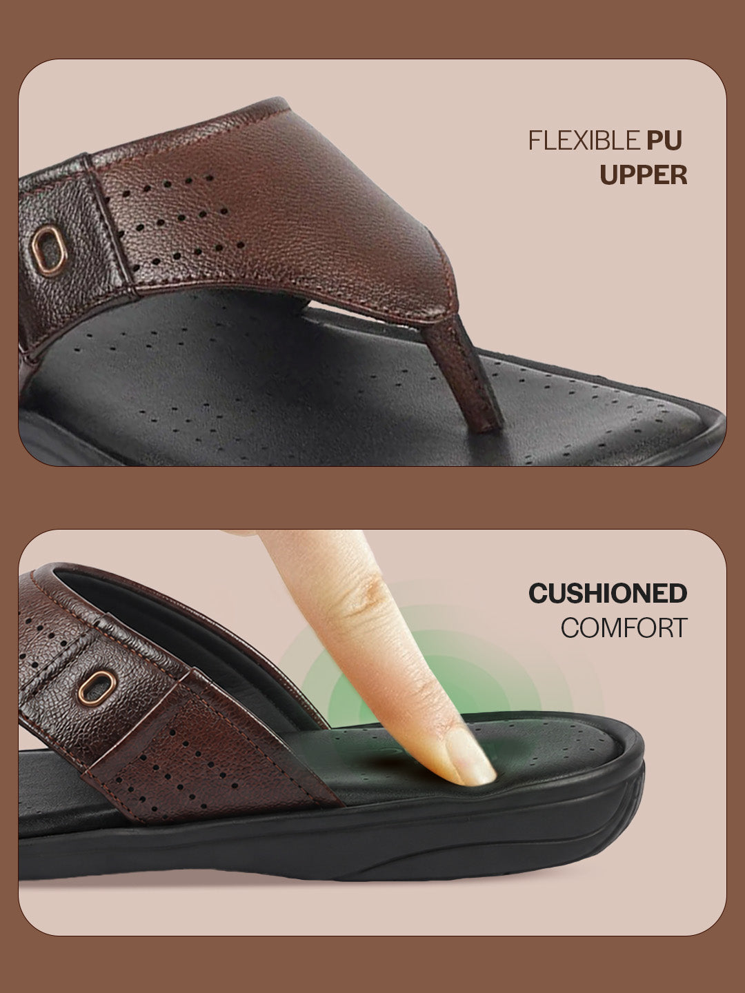 shop fausto men tan open toe flip-flop slippers with memory cushion|outdoor slipper for men online.