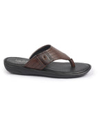 Shop FAUSTO Men Tan Open Toe Flip-Flop Slippers With Memory Cushion|Outdoor Slipper For Men Online.