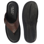 Shop FAUSTO Men Tan Open Toe Flip-Flop Slippers With Memory Cushion|Outdoor Slipper For Men Online.