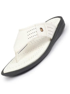 fausto men white open toe flip-flop slippers with memory cushion|outdoor slipper for men