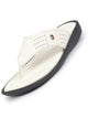 FAUSTO Men White Open Toe Flip-Flop Slippers With Memory Cushion|Outdoor Slipper For Men