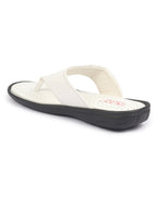 fausto men white open toe flip-flop slippers with memory cushion|outdoor slipper for men