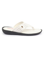 fausto men white open toe flip-flop slippers with memory cushion|outdoor slipper for men