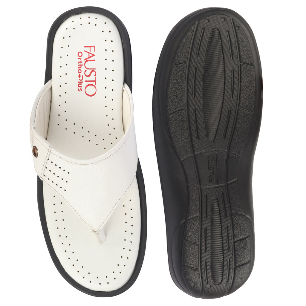 fausto men white open toe flip-flop slippers with memory cushion|outdoor slipper for men