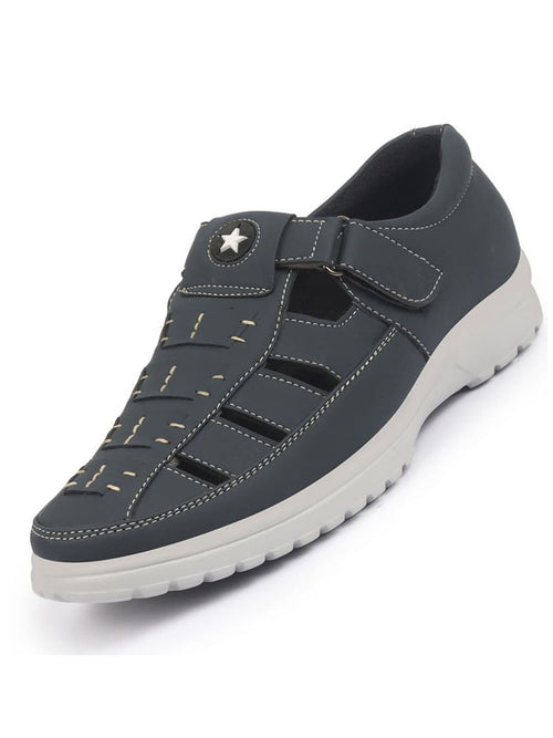 Shop FAUSTO Men Blue Feather Light EVA Sole Shoe Style Comfortable Dress Sandal With Memory Cushion|Stitched Hook & Loop Sandal For Work|Evening|Festive Online.