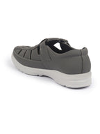 Shop FAUSTO Men Grey Feather Light EVA Sole Shoe Style Comfortable Dress Sandal With Memory Cushion|Stitched Hook & Loop Sandal For Work|Evening|Festive Online.