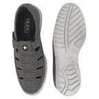 Shop FAUSTO Men Grey Feather Light EVA Sole Shoe Style Comfortable Dress Sandal With Memory Cushion|Stitched Hook & Loop Sandal For Work|Evening|Festive Online.