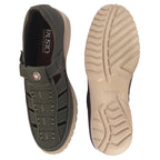 Shop FAUSTO Men Olive Feather Light EVA Sole Shoe Style Comfortable Dress Sandal With Memory Cushion|Stitched Hook & Loop Sandal For Work|Evening|Festive Online.