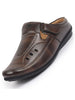 FAUSTO Men Brown Back Open Perforated Breathable Casual Sandal With Cushioned Footbed|Adujstable Strap Stitched Slip On Sandal For Work|Evening