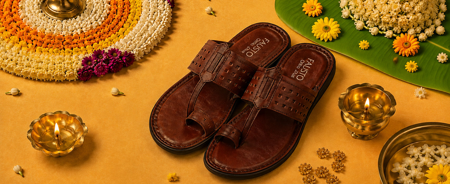 Men Brown Casual Outfit Kolhapuri Toe Ring Strap Ortho Slippers|Memory Cushioned Footbed|Ultra Lightweight and Comfort Slip On Slipper