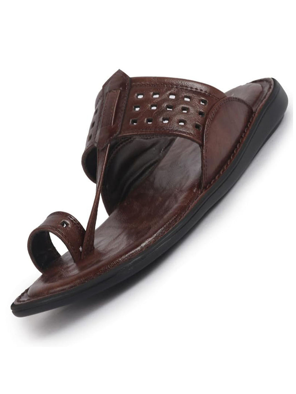 Men Brown Casual Outfit Kolhapuri Toe Ring Strap Ortho Slippers|Memory Cushioned Footbed|Ultra Lightweight and Comfort Slip On Slipper