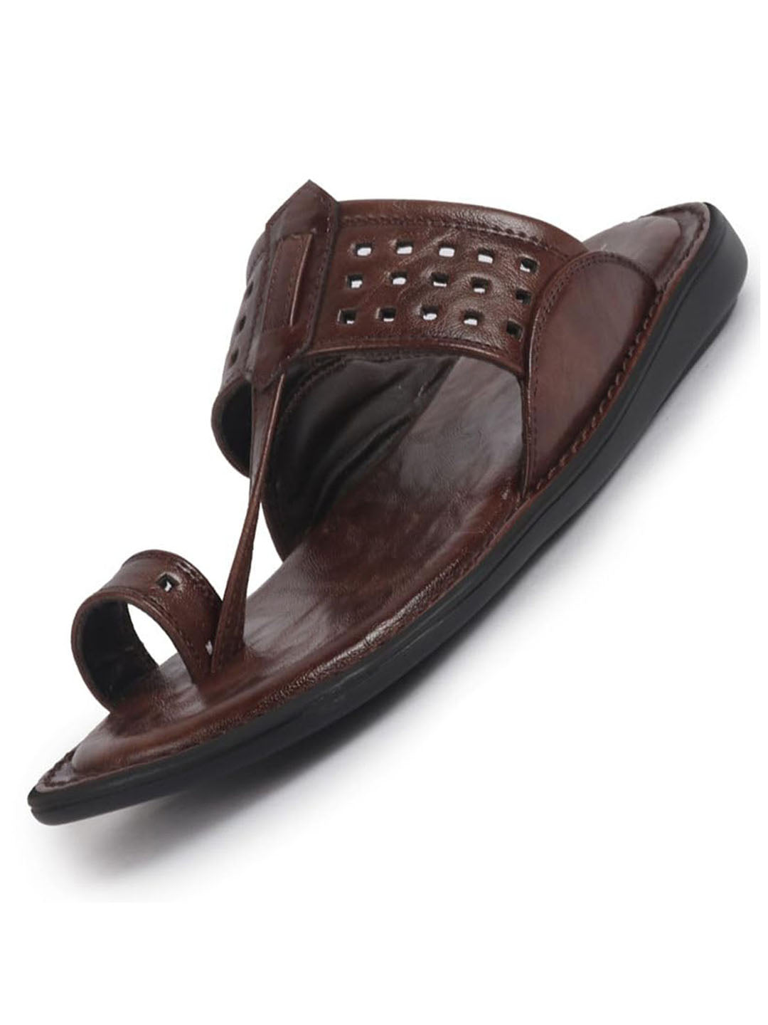 Men Brown Casual Outfit Kolhapuri Toe Ring Strap Ortho Slippers|Memory Cushioned Footbed|Ultra Lightweight and Comfort Slip On Slipper