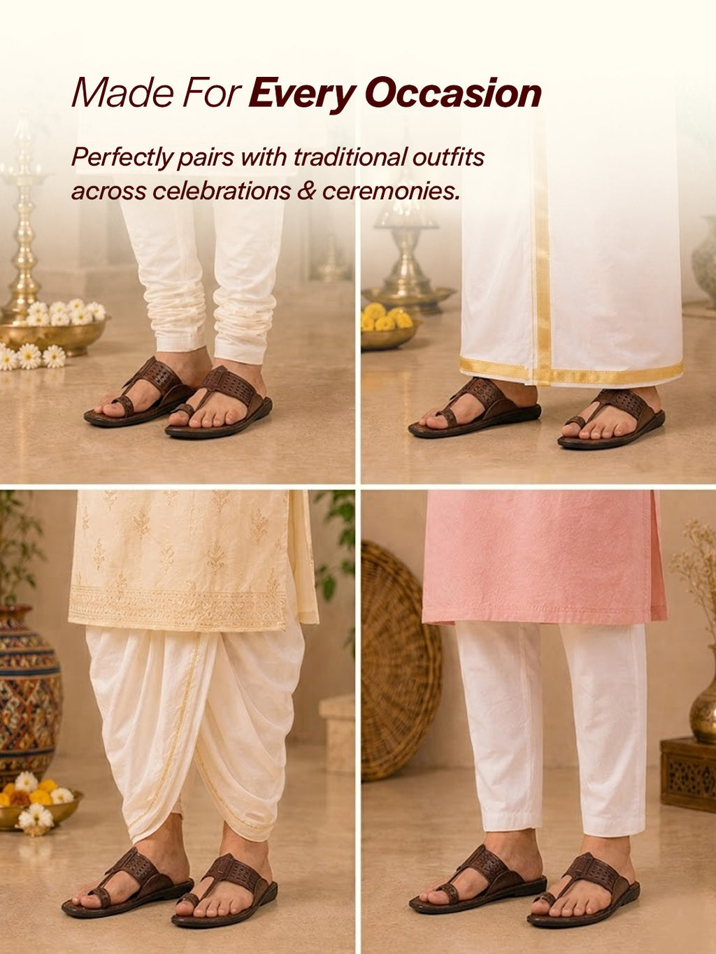 men brown casual outfit kolhapuri toe ring strap ortho slippers|memory cushioned footbed|ultra lightweight and comfort slip on slipper