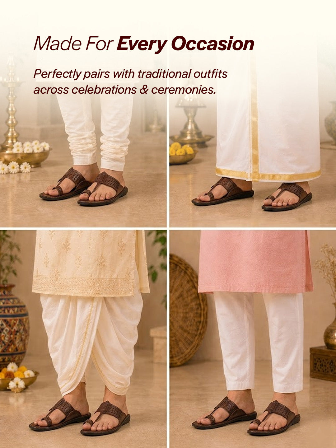 men brown casual outfit kolhapuri toe ring strap ortho slippers|memory cushioned footbed|ultra lightweight and comfort slip on slipper